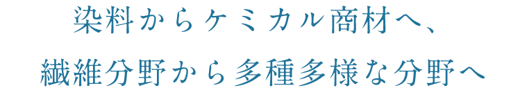 染料からケミカル商材へ、繊維分野から多種多様な分野へ